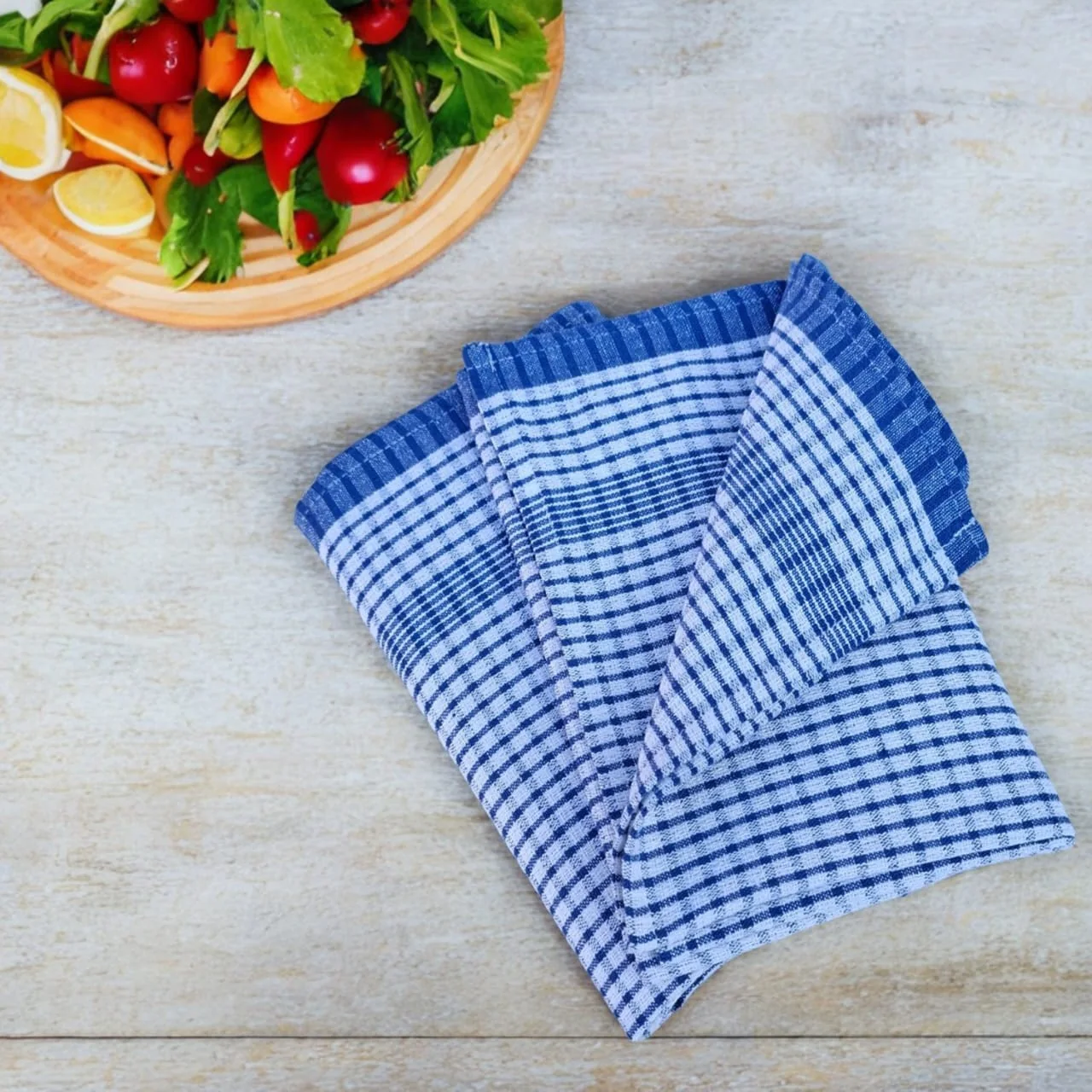 Blue checked kitchen towels