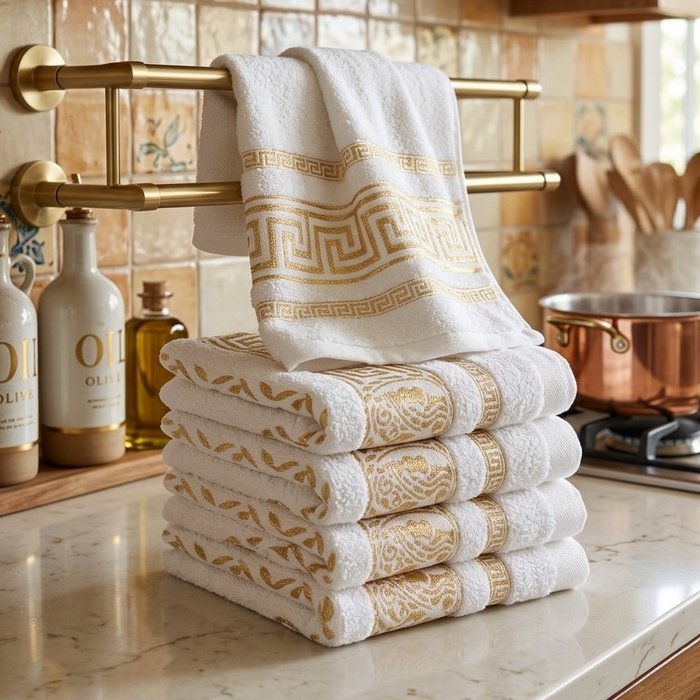 Coordinated kitchen textile set